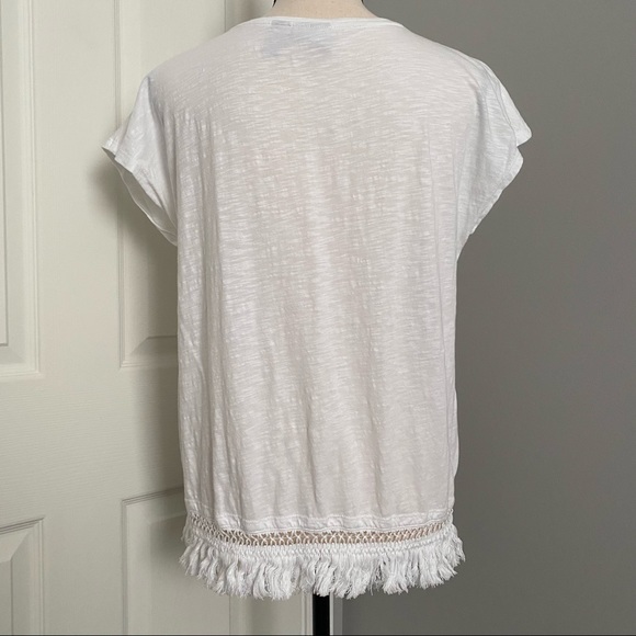CHICO’S Woven Fringe Tassel Short Sleeve Top - Picture 8 of 10